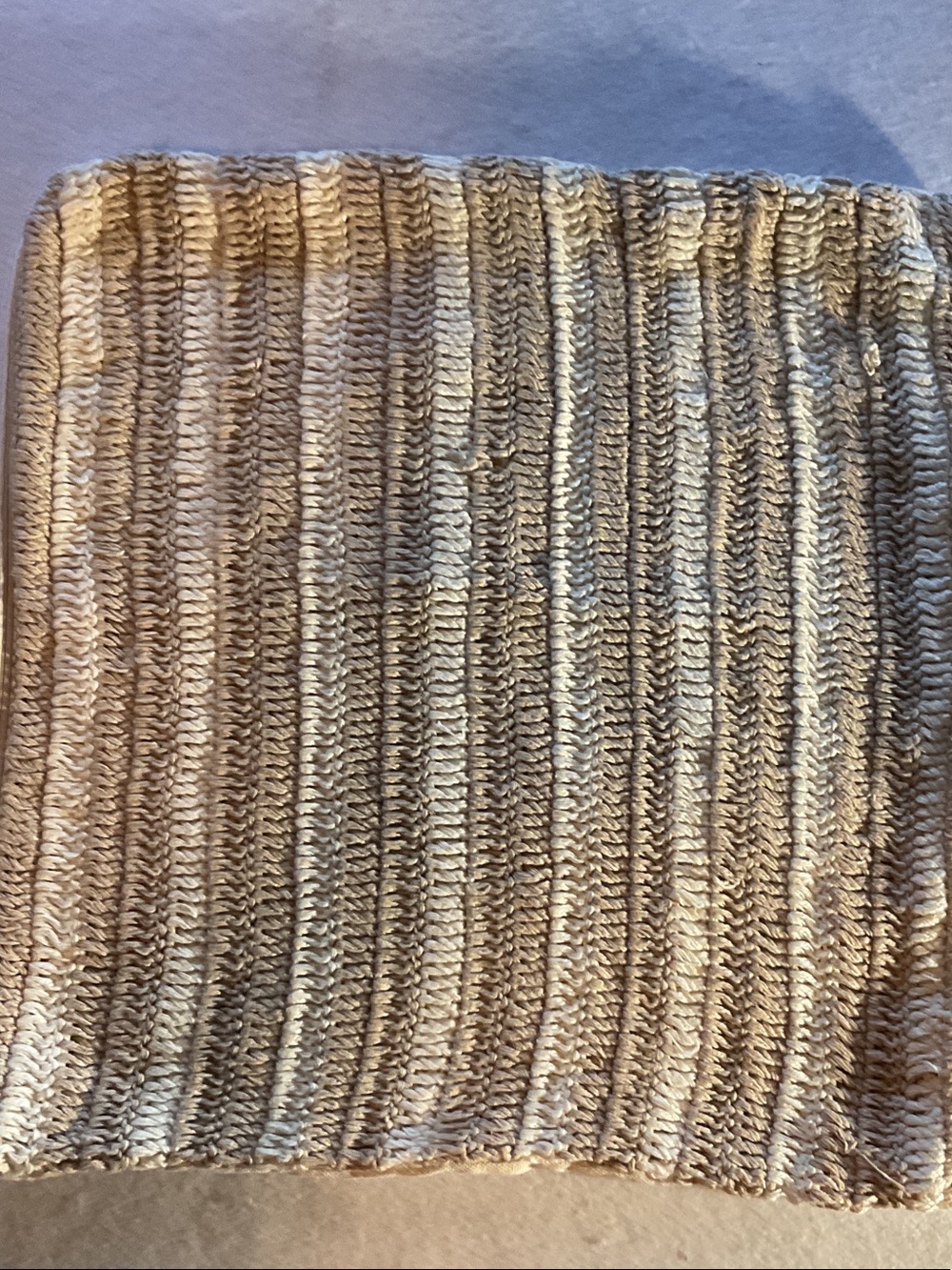 West Elm Striped Knit Pillow Cover in Beige and Cream